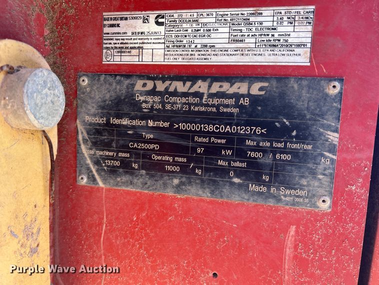 image for item DS2799 Dynapac CA2500PD  single drum vibratory roller