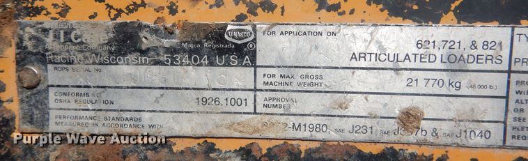 image for item HQ9590 1992 Case 721  wheel loader