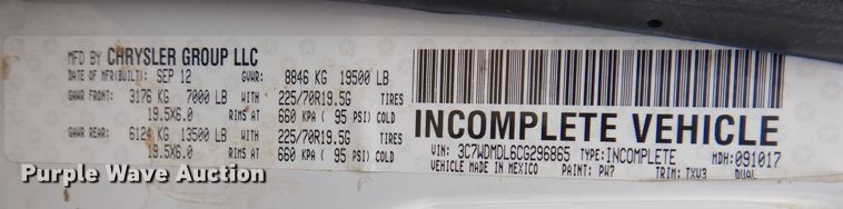 image for item IO9443 2012 Dodge Ram 5500  box truck