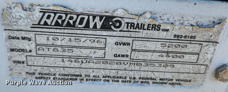 image for item JB9613 1996 Arrow AT835  antenna trailer