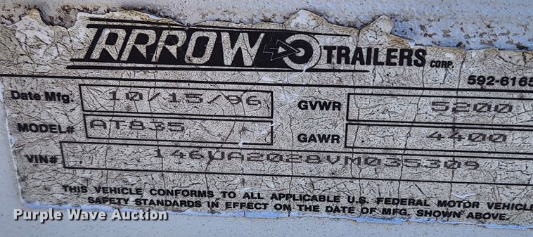 image for item JB9613 1996 Arrow AT835  antenna trailer