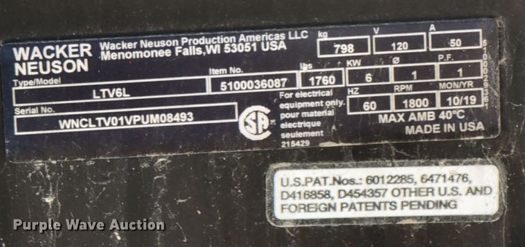 image for item JL9339 2019 Wacker Neuson LTV6L  light plant