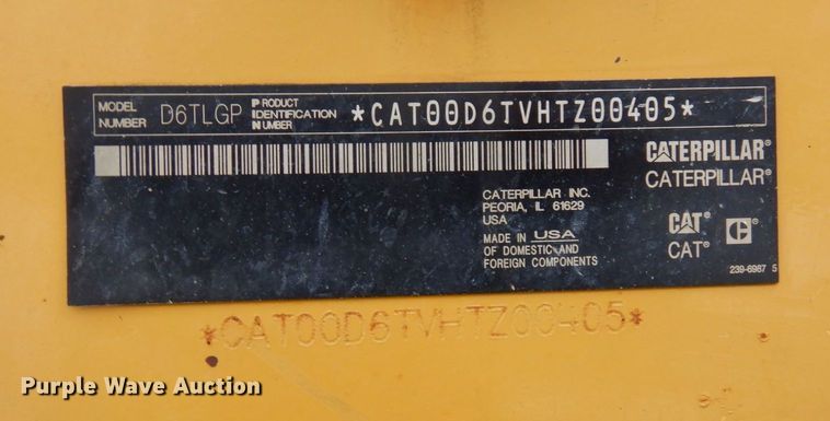 image for item KU9828 2015 Caterpillar D6T LGP  dozer