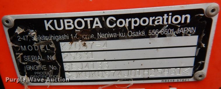 image for item KU9847 2014 Kubota KX057-4  mini excavator