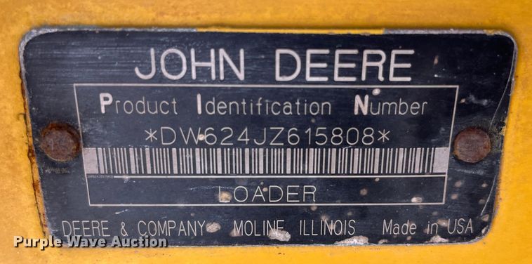 image for item LA9806 2007 John Deere 624J  wheel loader