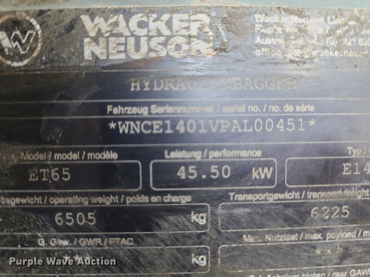 image for item LH9854 Wacker Neuson ET65  mini excavator