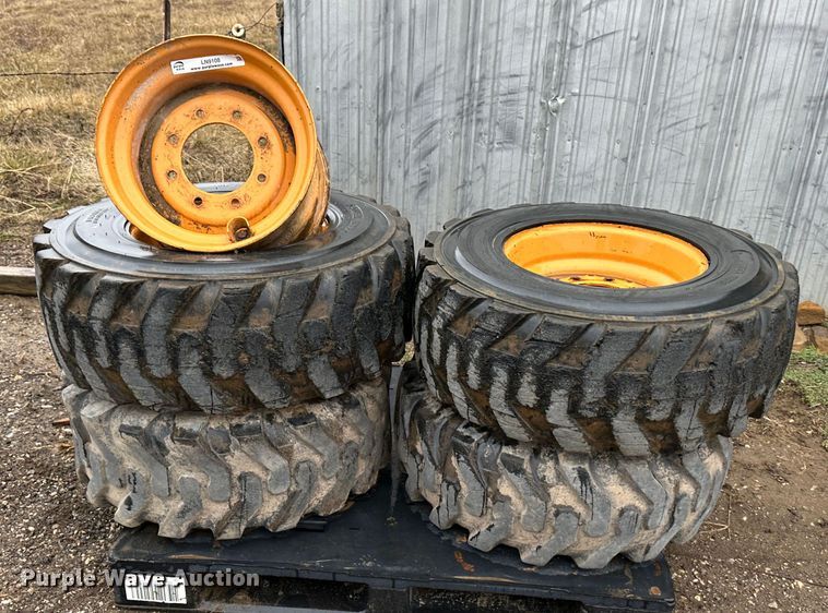 image for item LN9108 (4) Case 12-16.5 skid steer tires and wheels
