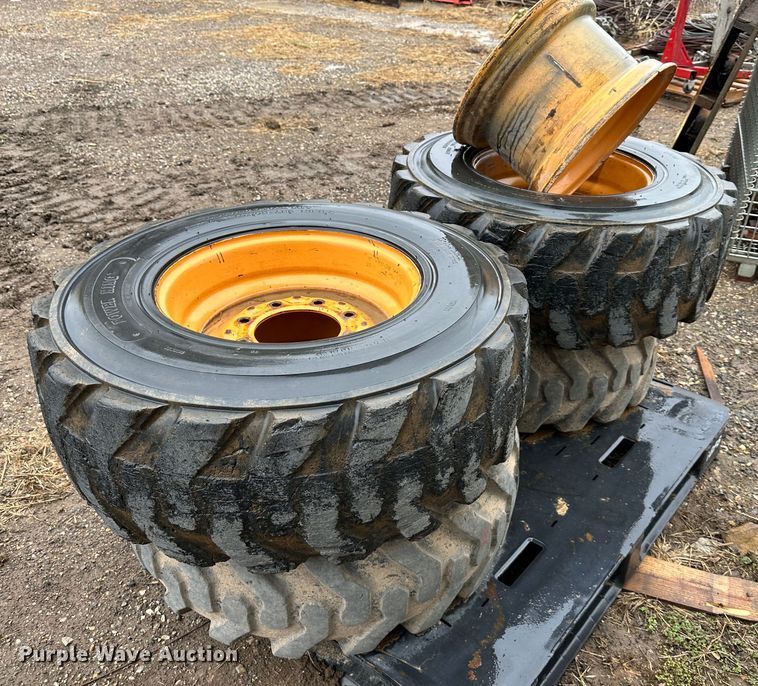 image for item LN9108 (4) Case 12-16.5 skid steer tires and wheels