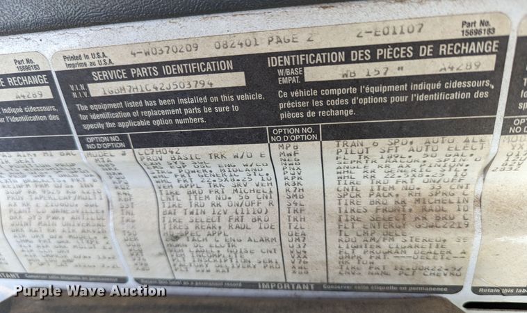 image for item LP9214 2002 Chevrolet C7500  bucket truck