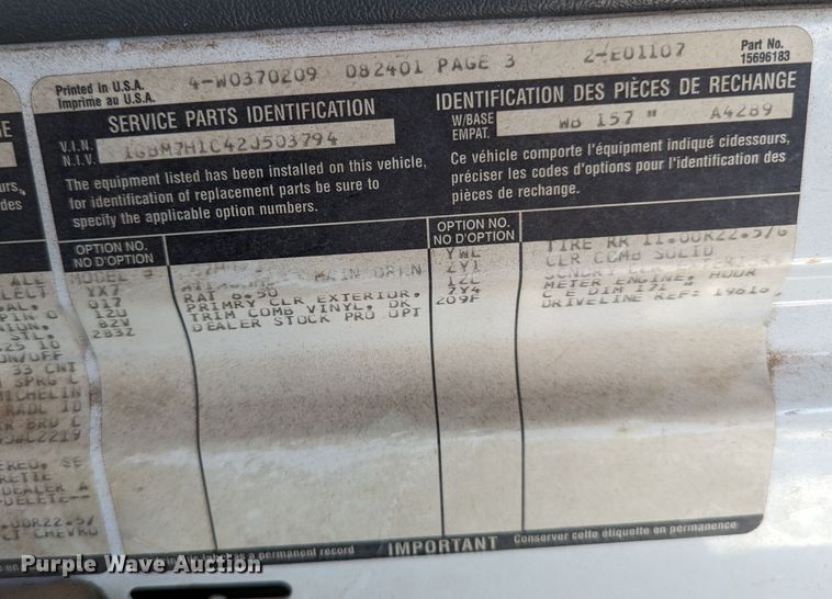 image for item LP9214 2002 Chevrolet C7500  bucket truck