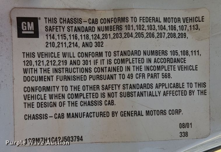 image for item LP9214 2002 Chevrolet C7500  bucket truck