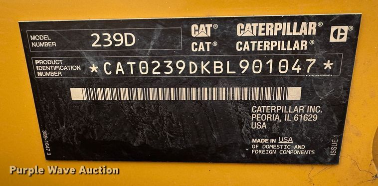 image for item LP9836 2016 Caterpillar 239D  tracked skid steer loader