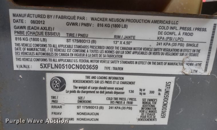 image for item MD9414 2012 Wacker Neuson LTN6  light plant