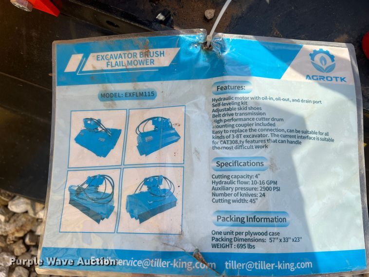 image for item MM9195 2022 Agrotk EXFLM115  excavator flail mower