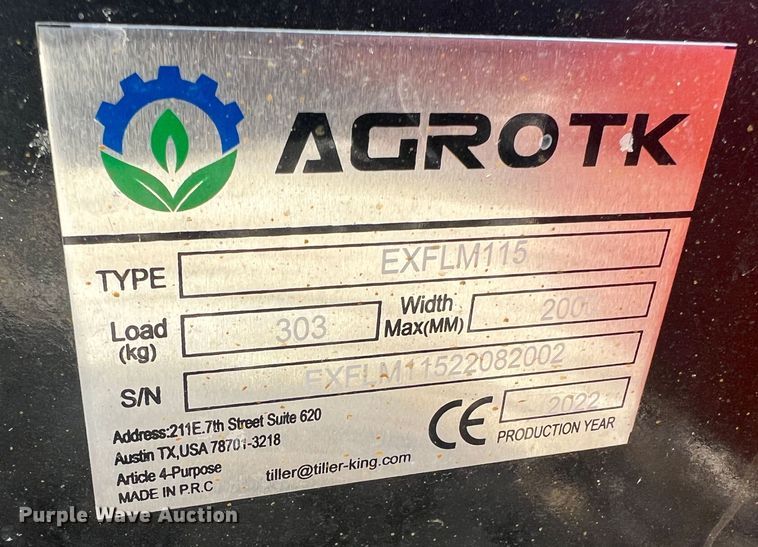 image for item MM9195 2022 Agrotk EXFLM115  excavator flail mower