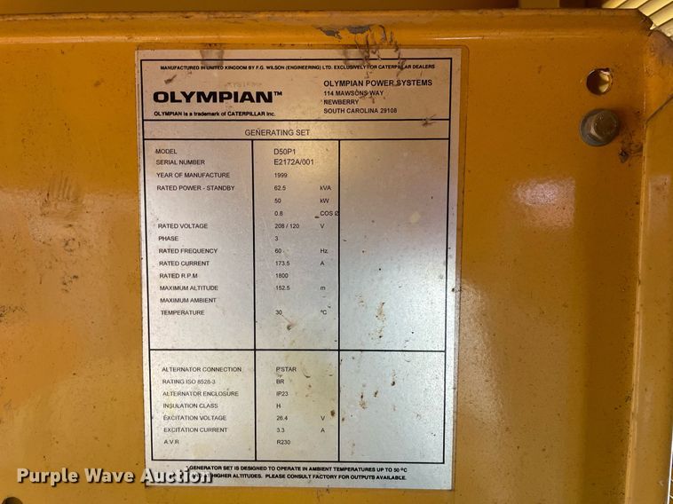 image for item MM9352 1999 Olympian D50P1  generator