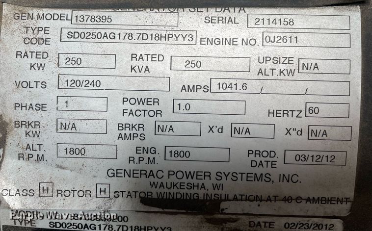 image for item MM9353 Generac 1378395  generator