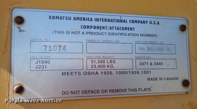 image for item MP9093 2003 Komatsu WA400-5L  wheel loader