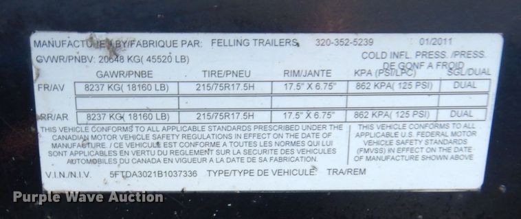 image for item AF9256 2011 Felling FT-40-2LP  paver special trailer