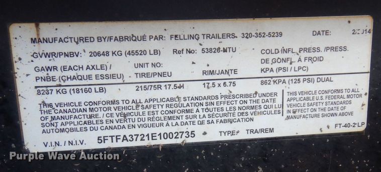 image for item AF9257 2014 Felling FT-40-2LP  paver special trailer