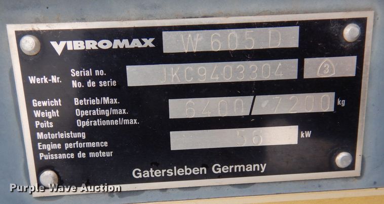 image for item AF9282 2000 Vibromax W605D  single drum vibratory roller