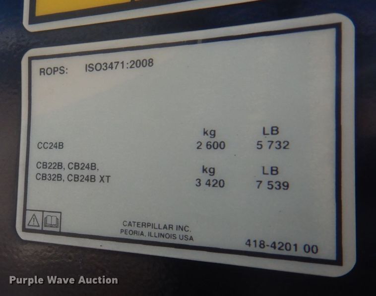 image for item AF9287 2015 Caterpiller CB24B  double drum vibratory roller