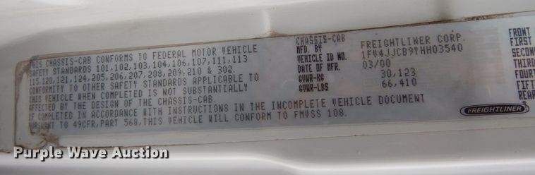 image for item AF9312 2000 Freightliner FL80  dump truck