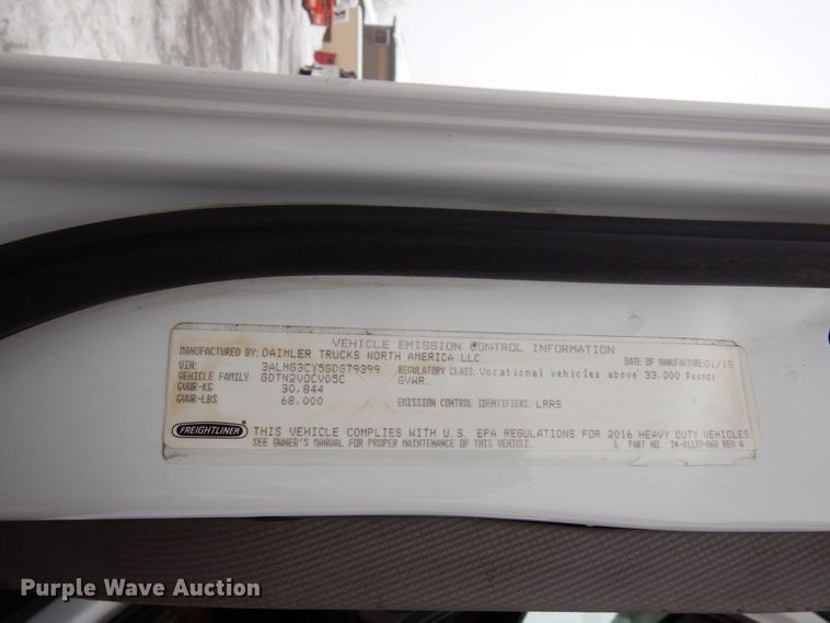 image for item AF9325 2016 Freightliner 114SD  dump truck