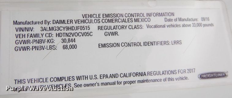 image for item AF9328 2017 Freightliner 114SD  dump truck