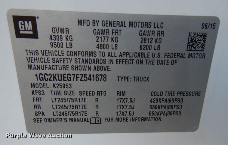 image for item AF9332 2015 Chevrolet Silverado 2500HD  Double Cab pickup truck