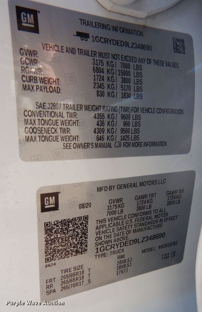 image for item KU9730 2020 Chevrolet Silverado 1500 LT  Double Cab pickup truck