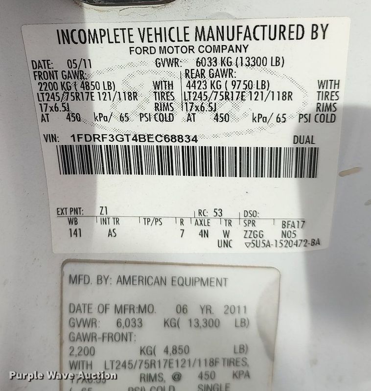 image for item DG5365 2011 Ford F350 Super Duty  dump bed pickup truck