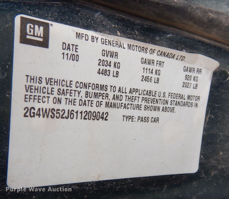 image for item DK7653 2001 Buick Century Custom