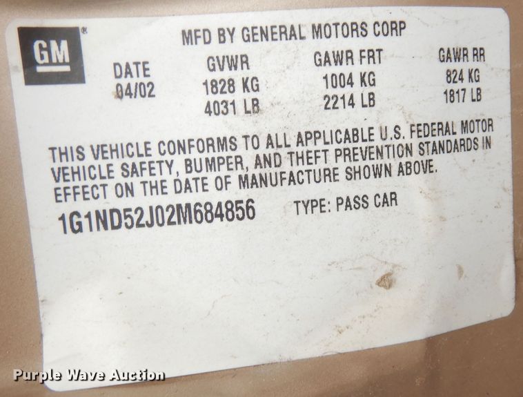 image for item DK7658 2002 Chevrolet Malibu