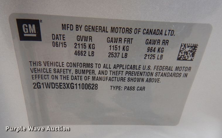 image for item DK7660 2016 Chevrolet Impala Police Cruiser