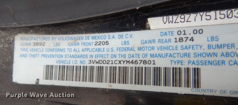 image for item DK7661 2000 Volkswagen New Beetle GLX