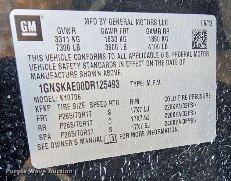 image for item DK7668 2013 Chevrolet Tahoe  SUV