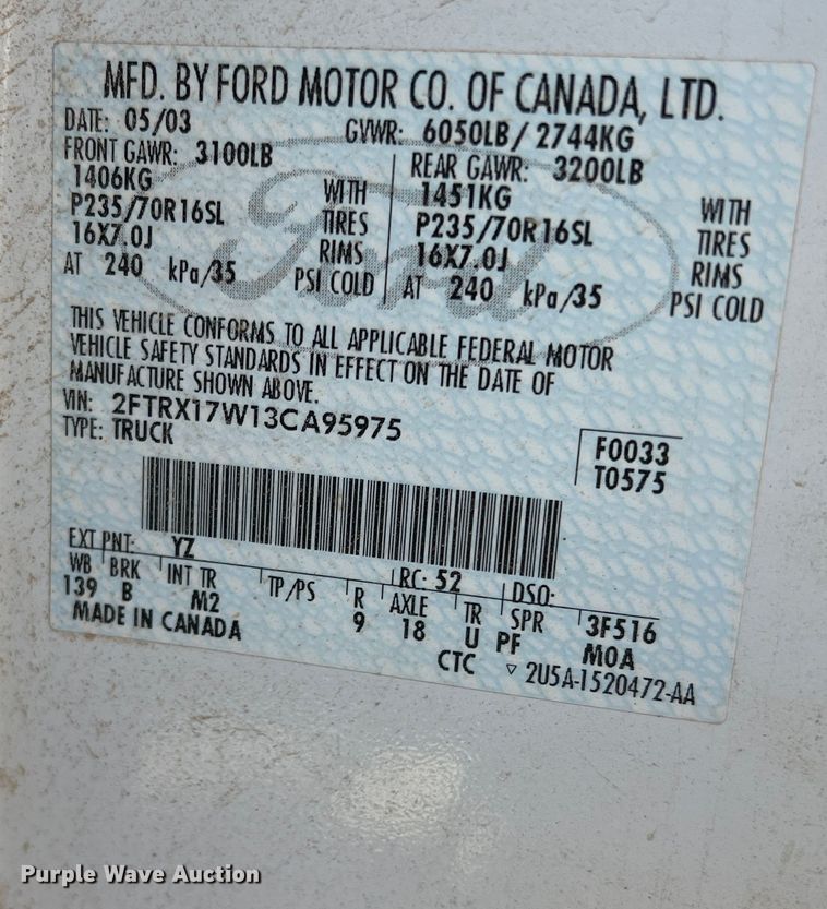 image for item DP0009 2003 Ford F150  SuperCab pickup truck