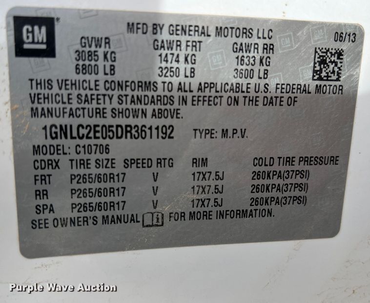 image for item DP0013 2013 Chevrolet Tahoe Police  SUV