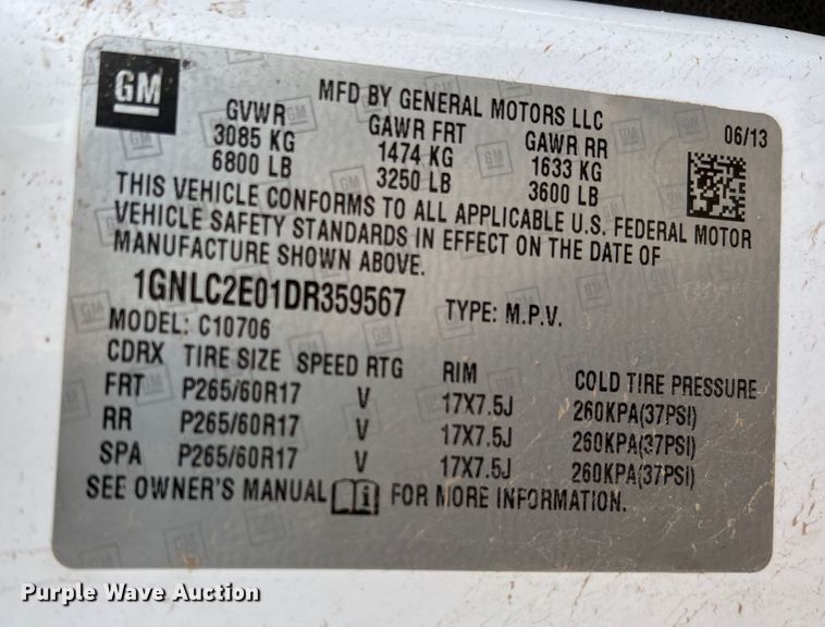 image for item DP0014 2013 Chevrolet Tahoe Police  SUV