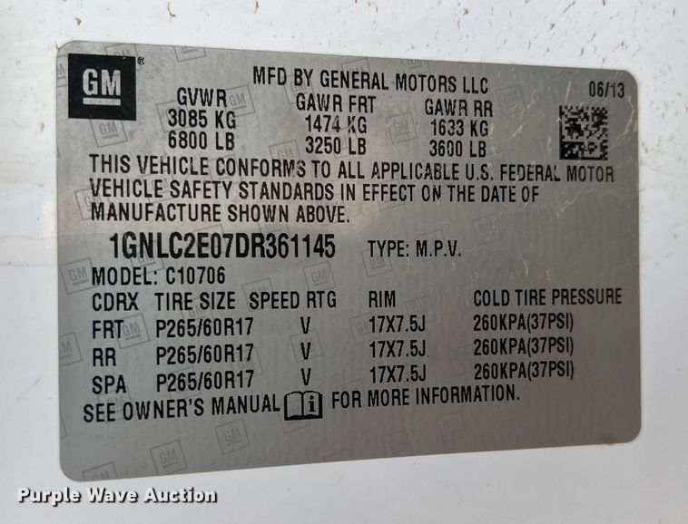 image for item DP0015 2013 Chevrolet Tahoe Police  SUV