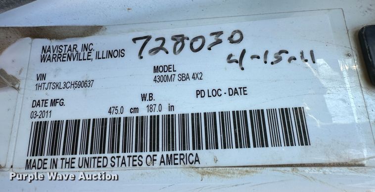 image for item DR6058 2012 International DuraStar 4300  dump truck