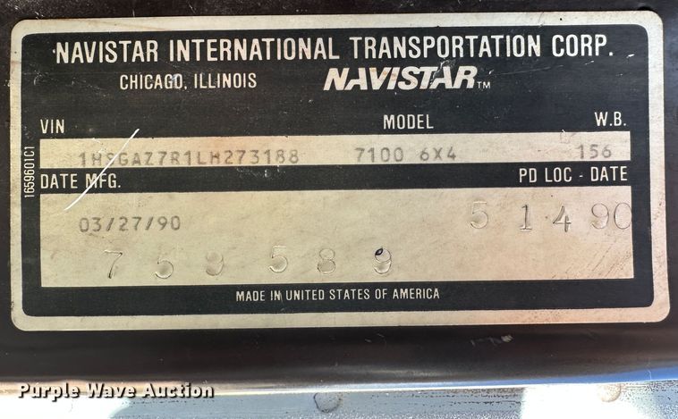 image for item DR6066 1990 International 7100  tank truck