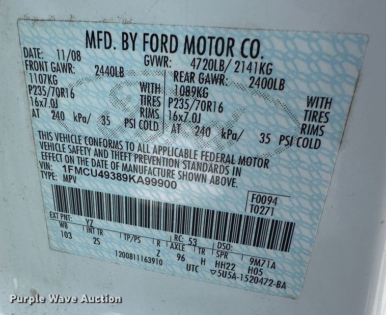 image for item DR6082 2009 Ford Escape Hybrid  SUV