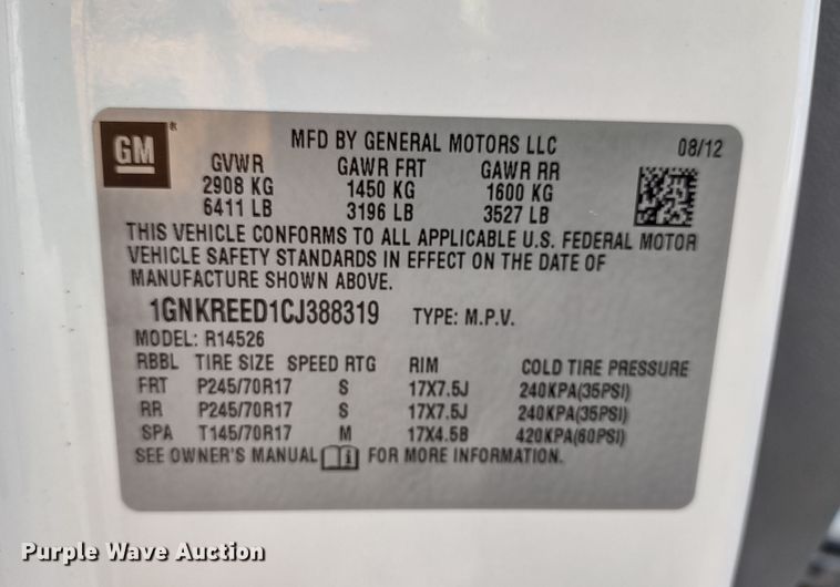 image for item DR8258 2012 Chevrolet Traverse LS  SUV