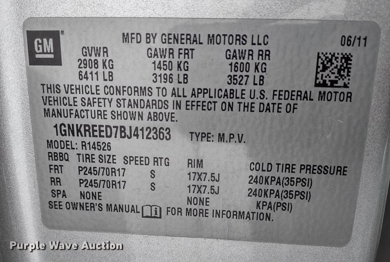 image for item DR8259 2011 Chevrolet Traverse LS  SUV