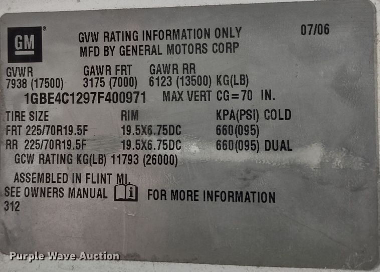 image for item DR8265 2007 Chevrolet C4500  refuse truck