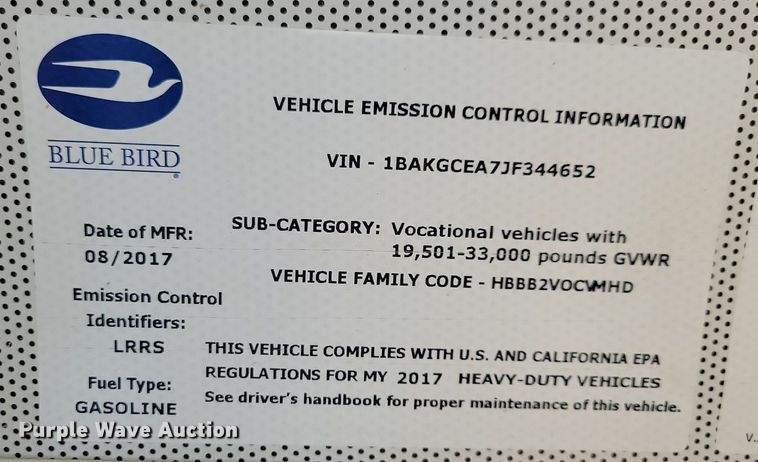 image for item IO9445 2018 Blue Bird  school bus