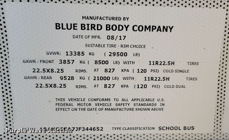 image for item IO9445 2018 Blue Bird  school bus