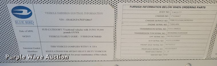 image for item IO9446 2016 Blue Bird  school bus